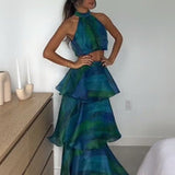 YAURA FAARI (blue/green) Aquarelle skirt/top set