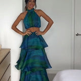 YAURA FAARI (blue/green) Aquarelle skirt/top set