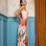 WITH HARPER LU (orange) Peach floral low back maxi