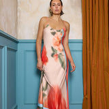WITH HARPER LU (orange) Peach floral low back maxi