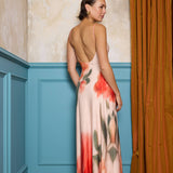 WITH HARPER LU (orange) Peach floral low back maxi