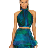 YAURA FAARI (blue/green) Aquarelle skirt/top set