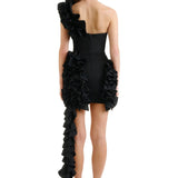 ELIYA THE LABEL (black) Yazmine frill one shoulder mini