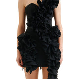 ELIYA THE LABEL (black) Yazmine frill one shoulder mini