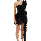 ELIYA THE LABEL (black) Yazmine frill one shoulder mini