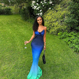 RAT AND BOA (blue/green ombre) Beliza silk maxi