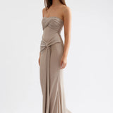 LEXI (Silver) Tiffany champagne strapless gown