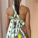 ALEMAIS (multicolor) Trippy Troppo halter backless midi