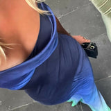 RAT AND BOA (blue/green ombre) Beliza silk maxi
