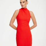 EFFIE KATS (Red) Ambre Backless Cutout High Neck Gown