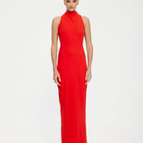 EFFIE KATS (Red) Ambre Backless Cutout High Neck Gown