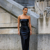 EFFIE KATS (black) Amelie faux leather strapless maxi