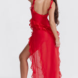 HOUSE OF CB (red) Ariela frill maxi