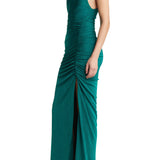 MISHA (emerald green) Chantria one shoulder gown
