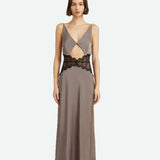 BEC AND BRIDGE (khaki) Camille lace midriff silk maxi