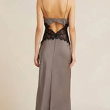 BEC AND BRIDGE (khaki) Camille lace midriff silk maxi