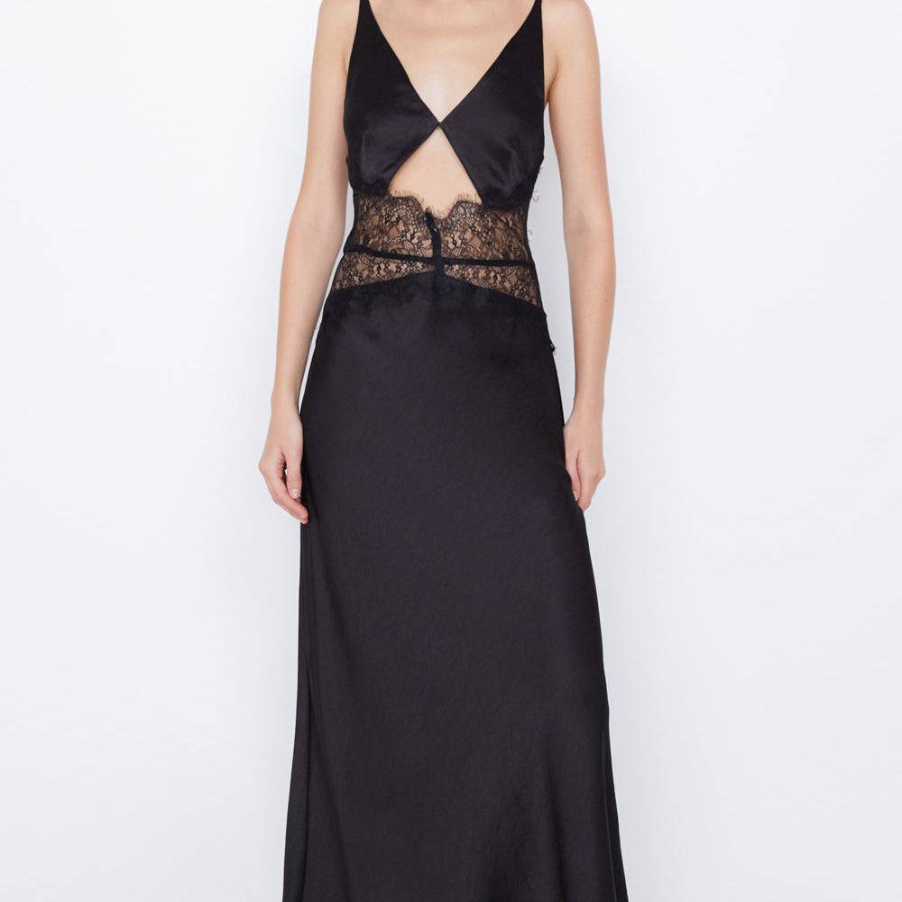 BEC AND BRIDGE (black) Camille lace midriff silk maxi