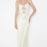 BEC AND BRIDGE (yellow) Halle strapless mesh/silk gown