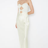 BEC AND BRIDGE (yellow) Halle strapless mesh/silk gown