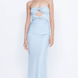 BEC AND BRIDGE (blue) rocjelle cut out strapless silk maxi