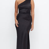 BEC AND BRIDGE (black) Dreamer Asym one shoulder silk gown