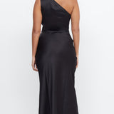BEC AND BRIDGE (black) Dreamer Asym one shoulder silk gown