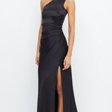 BEC AND BRIDGE (black) Dreamer Asym one shoulder silk gown