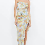 BEC AND BRIDGE (blue floral) Zephy Asym midi