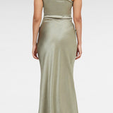 BEC AND BRIDGE (khaki) Dreamer Asym one shoulder silk gown