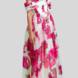AJE (pink/white) Cordelia corseted floral off the shoulder gown