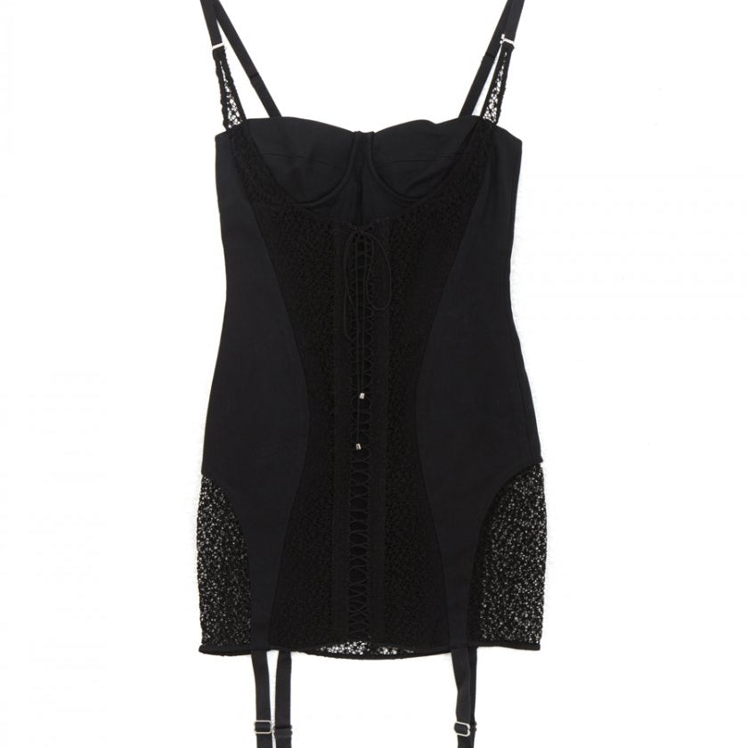 DION LEE (black) Lace Up Corset Mini Dress