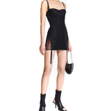 DION LEE (black) Lace Up Corset Mini Dress