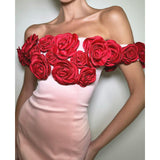 ATOIR (pink/red) Rosalie off the shoulder mini