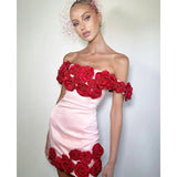 ATOIR (pink/red) Rosalie off the shoulder mini