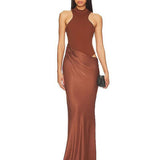 CAMILA COEHLO (brown) Estrella high neck gown