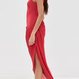 CHRISTOPHER ESBER (red) sheer jersey ruched coil tank midi