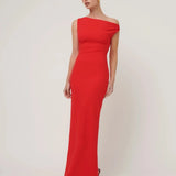 EFFIE KATS (red) Inaya slanted shoulder maxi