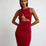 CHRISTOPHER ESBER (red/cherry) Venus sheer jersey curly midi