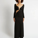 CHRISTOPHER ESBER Long Sleeve Open Tummy Two Orbit Maxi (Black)