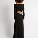 CHRISTOPHER ESBER Long Sleeve Open Tummy Two Orbit Maxi (Black)