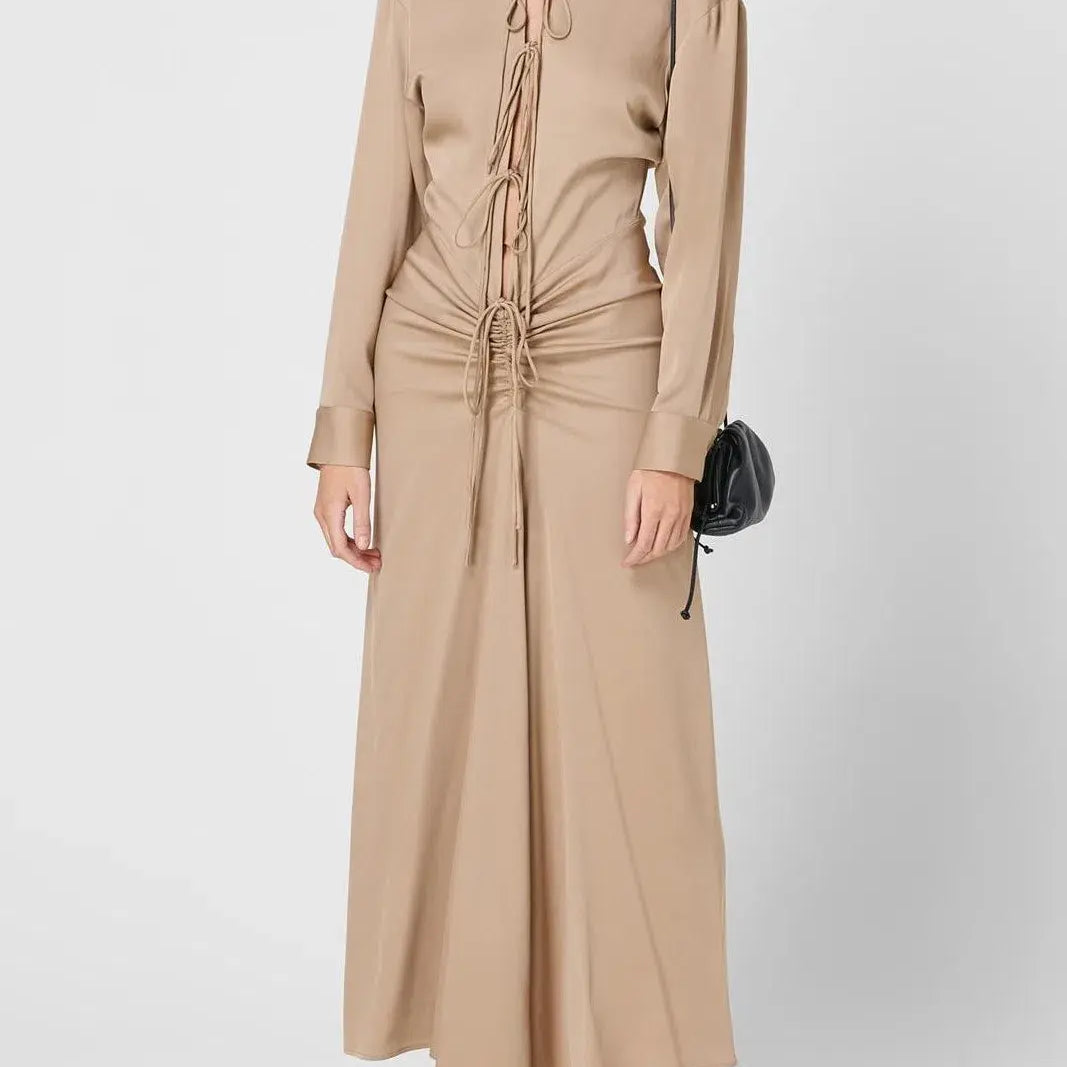 CHRISTOPHER ESBER Ruched Shirt Dress Closed Tummy (Beige)