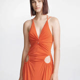DION LEE (orange) Rivet V Neck Dress