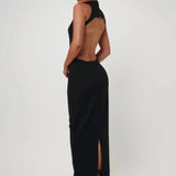 EFFIE KATS (black) Ambre high neck backless gown