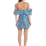 ELIYA THE LABEL (blue/orange) Lola off shoulder diamante mini