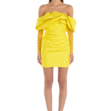 ELIYA THE LABEL (yellow) Oscar Mini Dress mesh sleeve frill