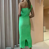 LIDEE (green) Gigi one shoulder midi