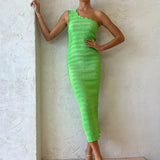LIDEE (green) Gigi one shoulder midi