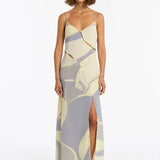 SIR THE LABEL (yellow/blue) Adrianna Buttoned Slip
