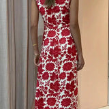 SIR THE LABEL (Red) Cinta floral cut out midi