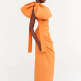 SIR THE LABEL (orange) Victoria bow gown